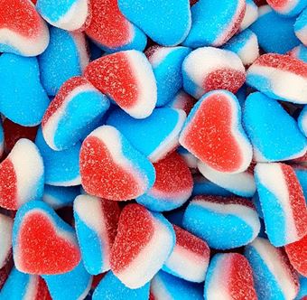 Picture of BLUE AND RED HEARTS PER 100G